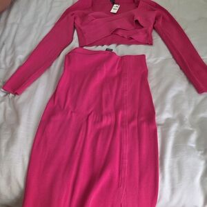 Express Vibrant Pink Skirt Set